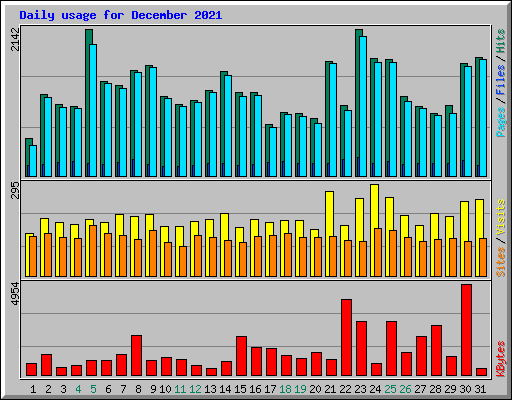 Daily usage for December 2021