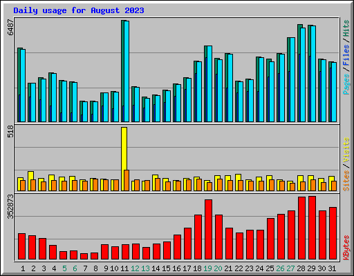 Daily usage for August 2023