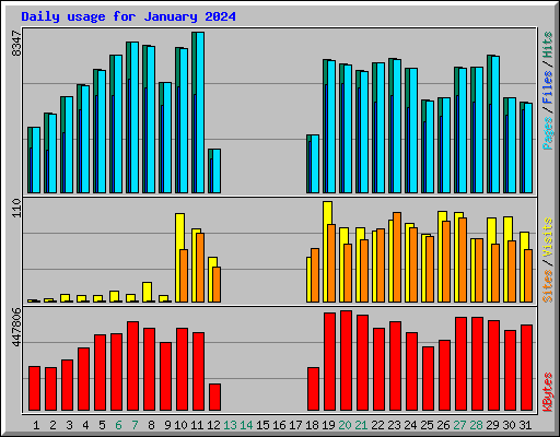 Daily usage for January 2024